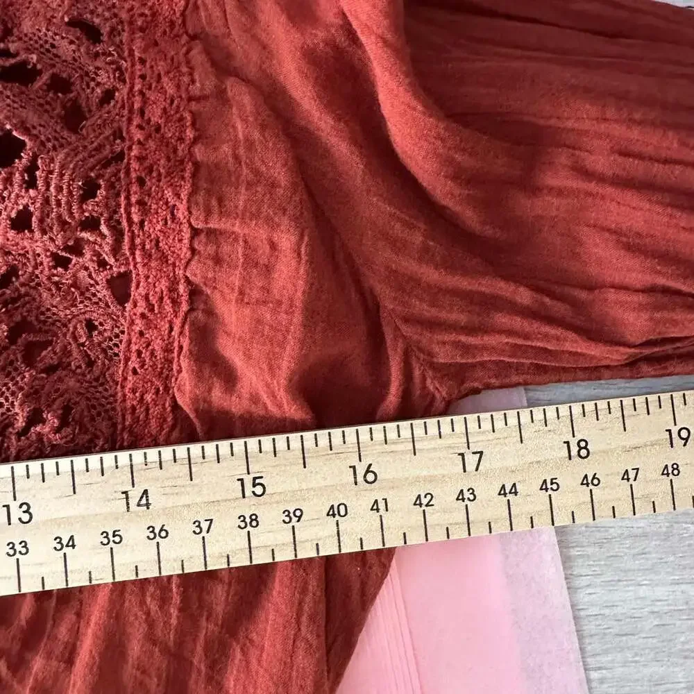 Free People Women's Orange and Brown Top
